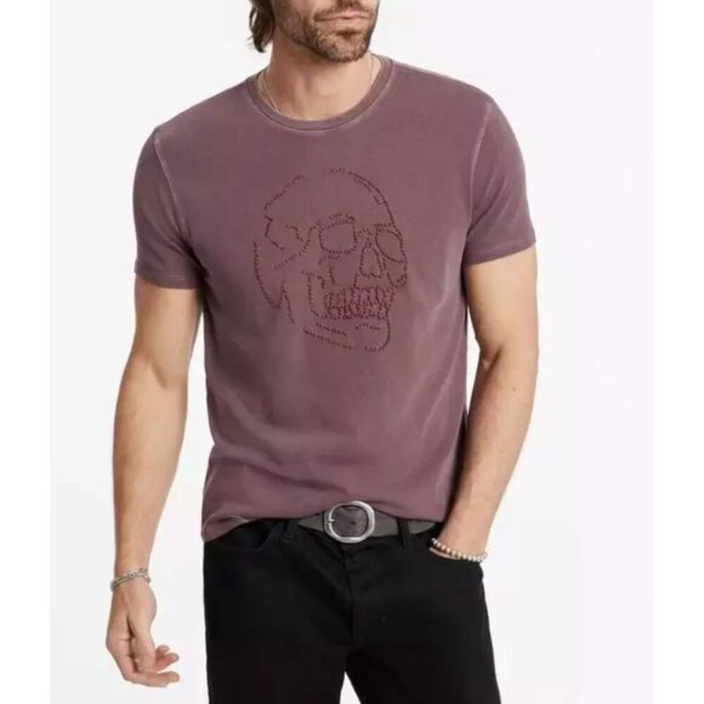 JOHN VARVATOS Shirt Mens Small Maroon Pullover Crew Knot Skull Tee $148